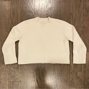 Everlane Boxy, Cropped White Sweater, Size XS, Wool & Cashmere Blend